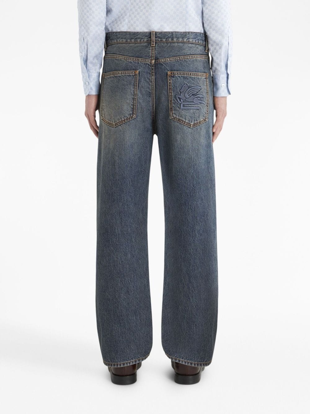 wide-leg cropped cotton jeans - 4