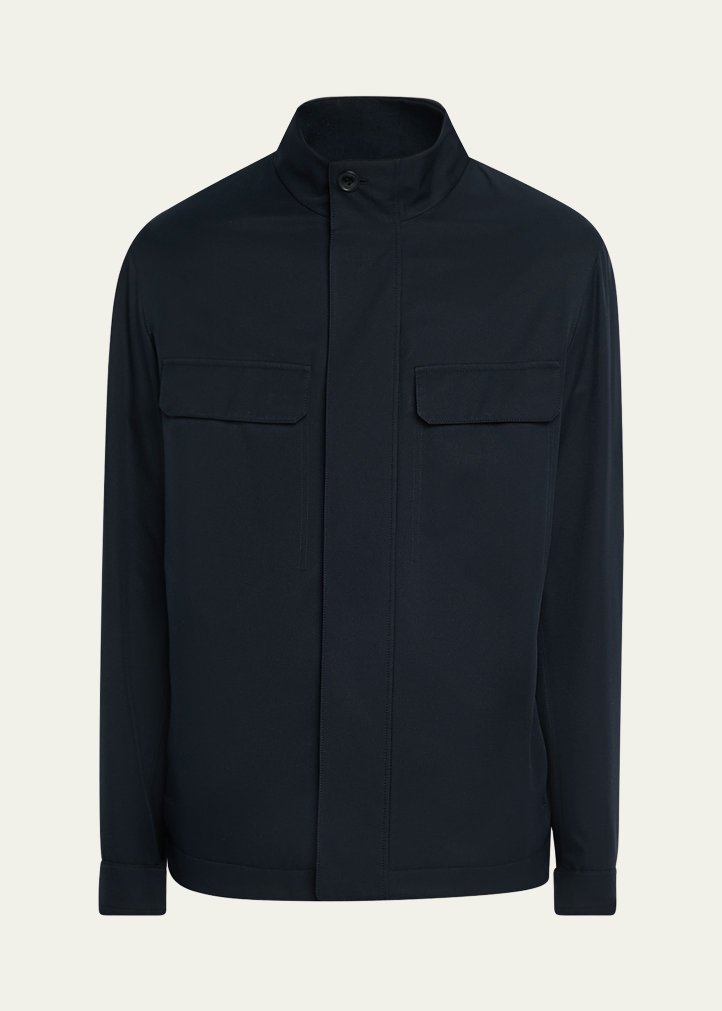 Men's Solid Microfiber Overshirt - 1