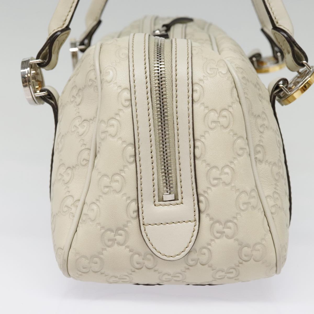 GUCCI Guccissima GG Twins Hand Bag Leather White - 4