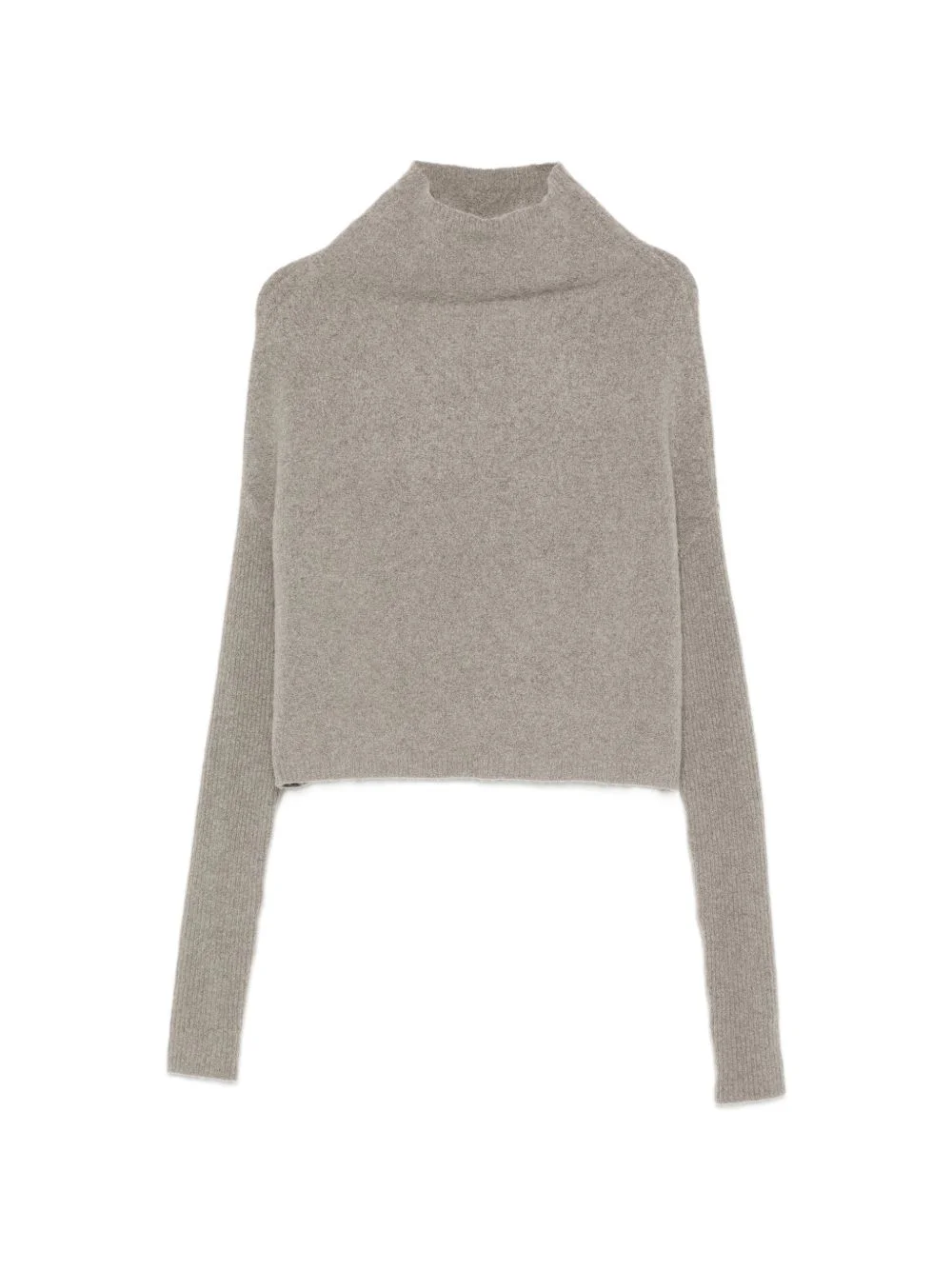 high-neck ribbed-sleeve sweater - 1