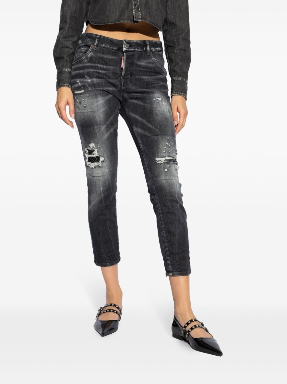 logo-patch cotton jeans - 3