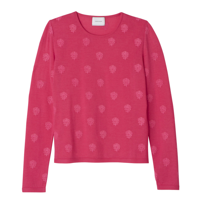 Round neck sweater Pink - Embroidered knit 1
