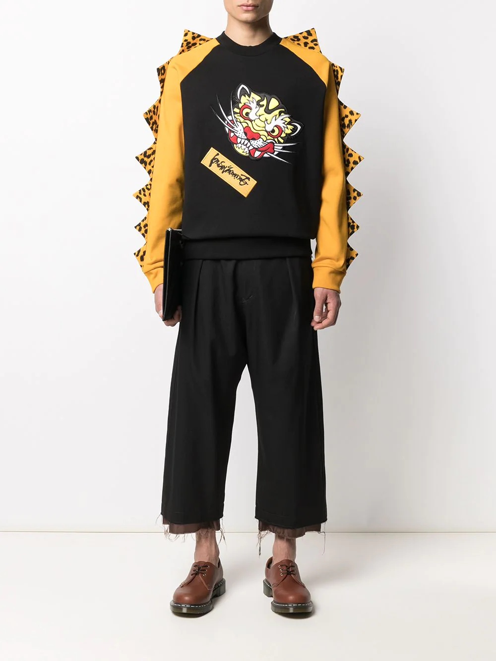 panelled tiger-motif sweatshirt - 2