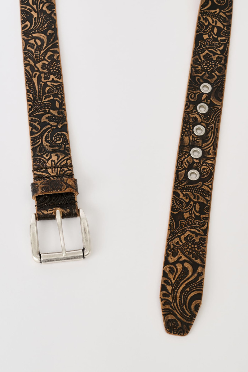 Our Legacy 4 cm Belt Paisley Black Vintage Leather outlook