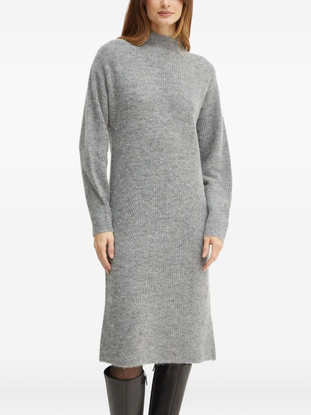 mock-neck knitted midi dress - 1