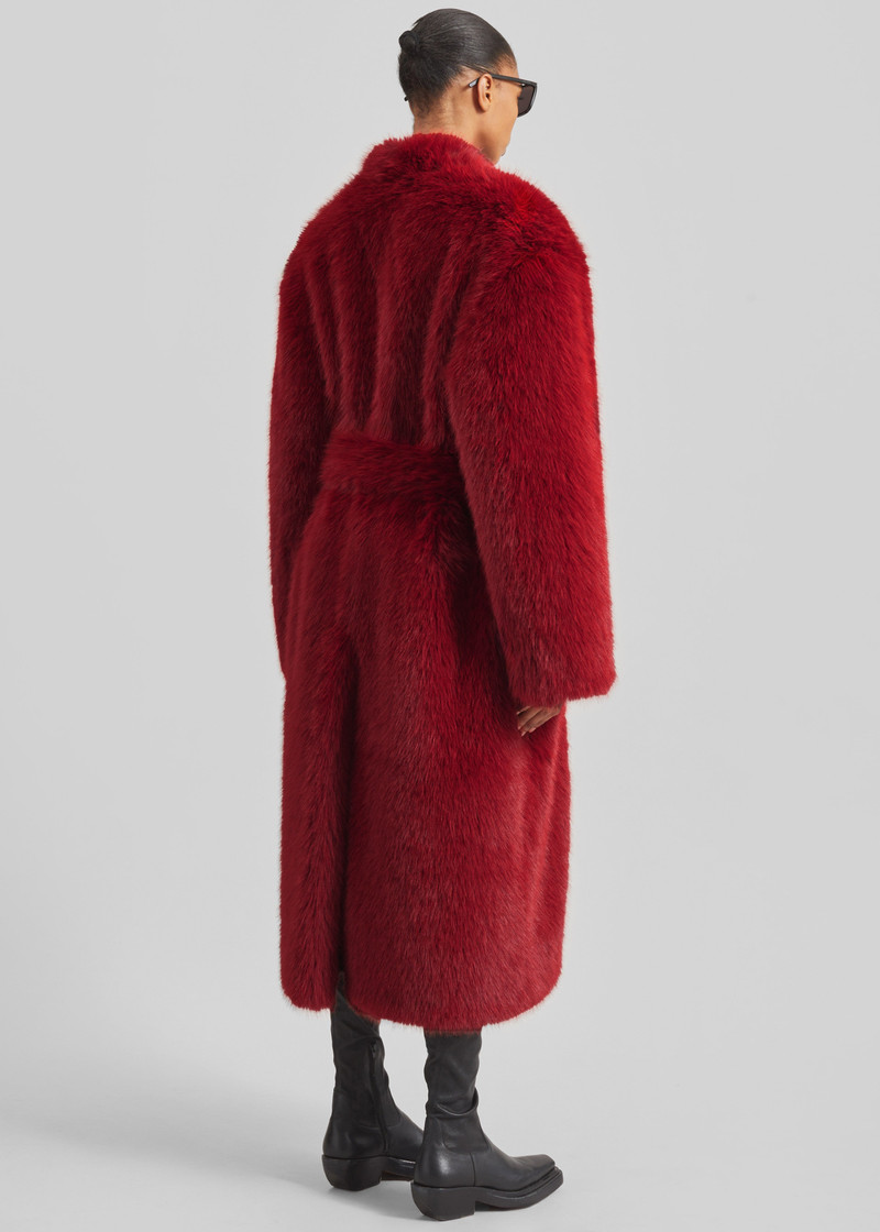 Destiny Padded Faux Fur Coat - Red 11