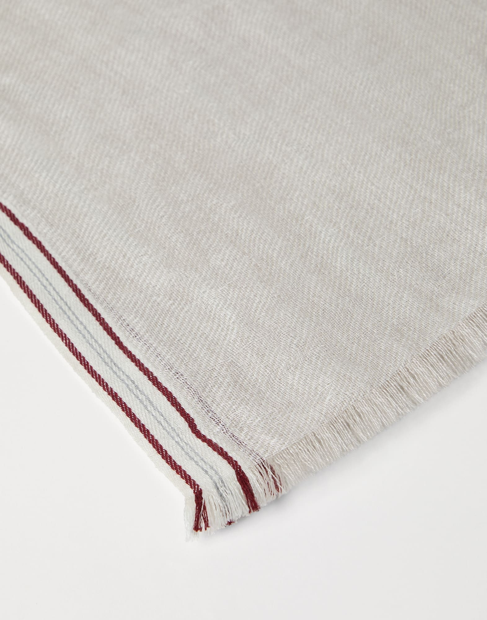 Linen, cashmere and silk denim-effect twill scarf with selvedge - 2