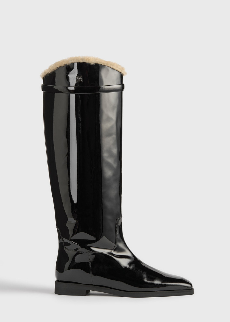 Shearling riding boots black/beige 1