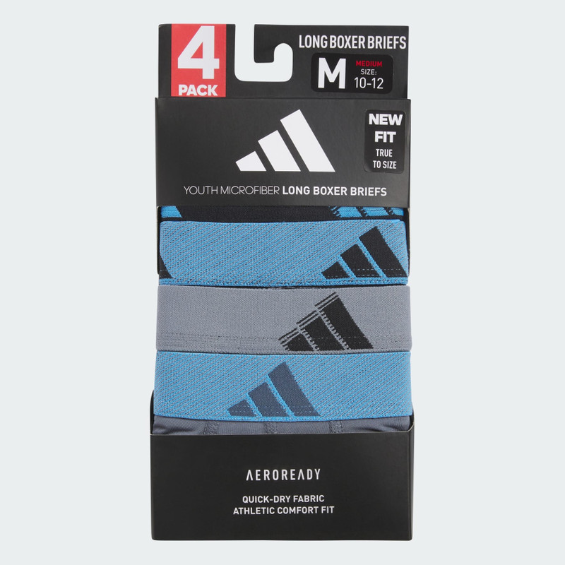 adidas Microfiber 4-Pack Long Boxer Briefs Kids outlook