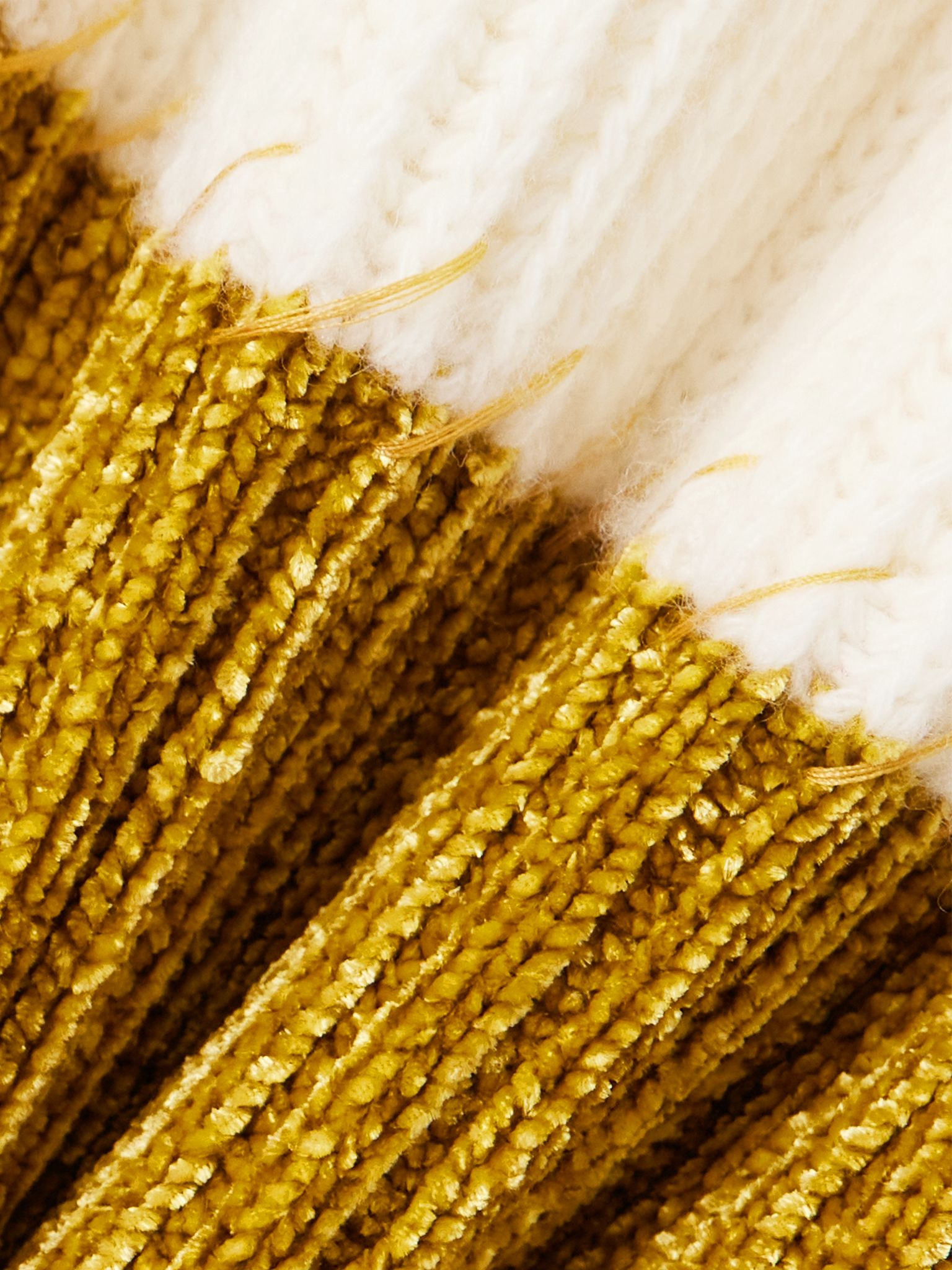 Two-tone ribbed wool sweater Cream - 4