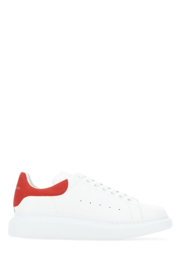 White leather sneakers with red suede heel - 1