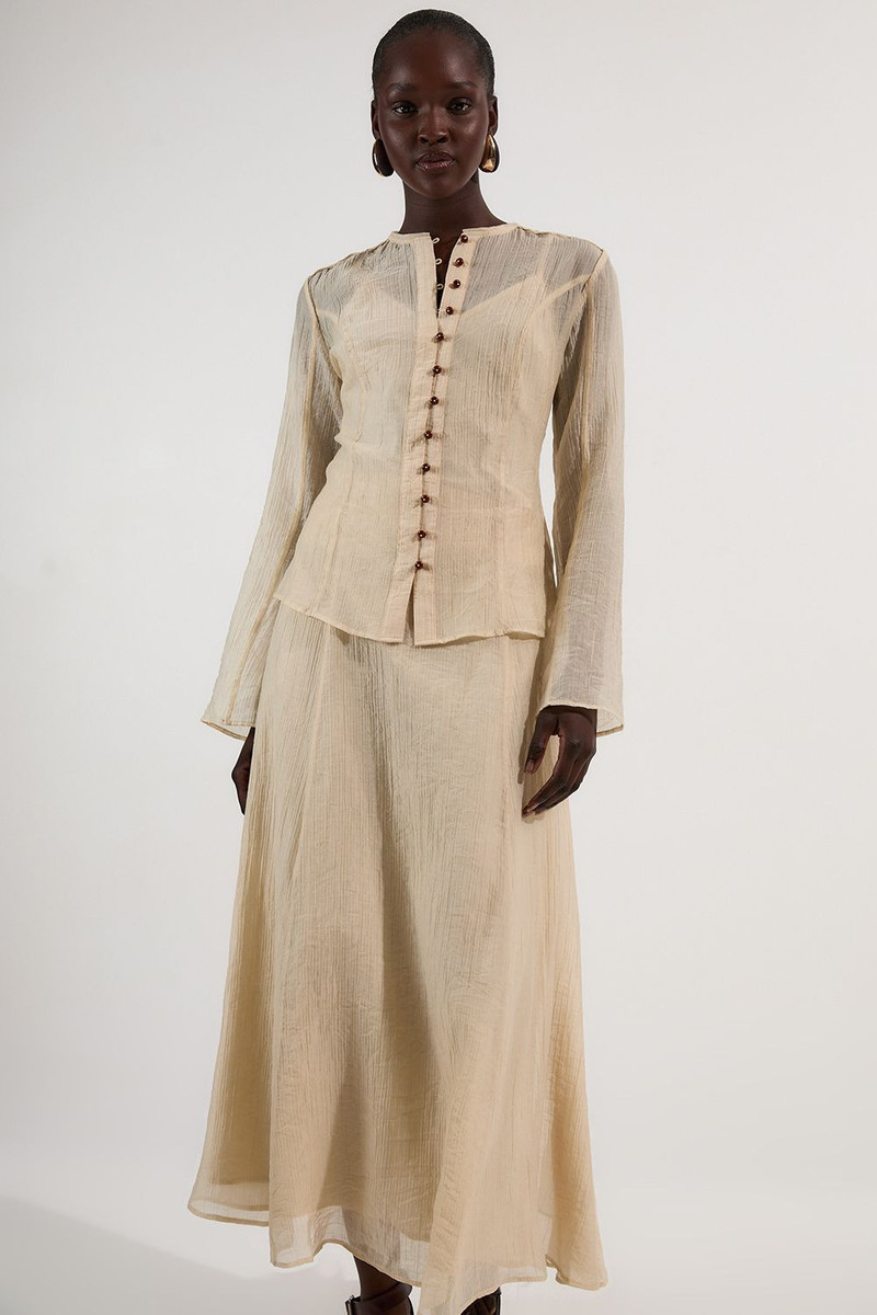 Crinkle Georgette Woven Maxi Skirt 1