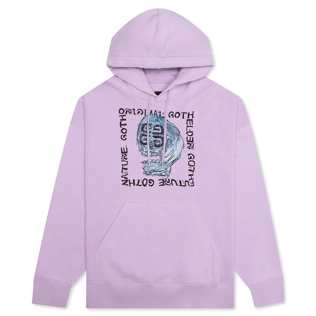 GIVENCHY SLIM FIT EMBROIDERY & PRINT HOODIE - LILAC - 1