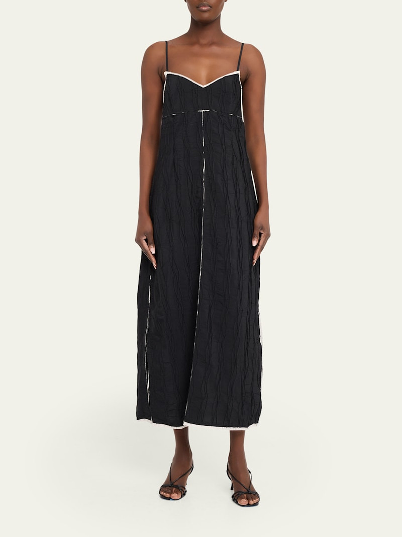 SIMKHAI Leah Textured Sleeveless Midi Dress outlook