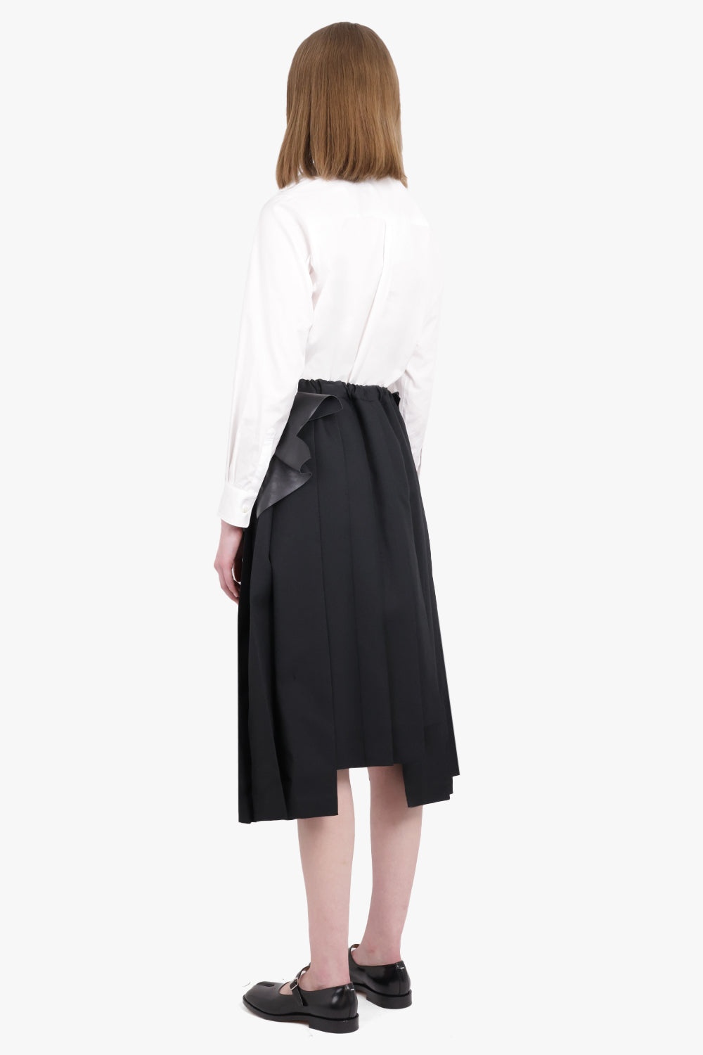 PLEAT ASYMMETRIC MIDI SKIRT | BLACK - 4