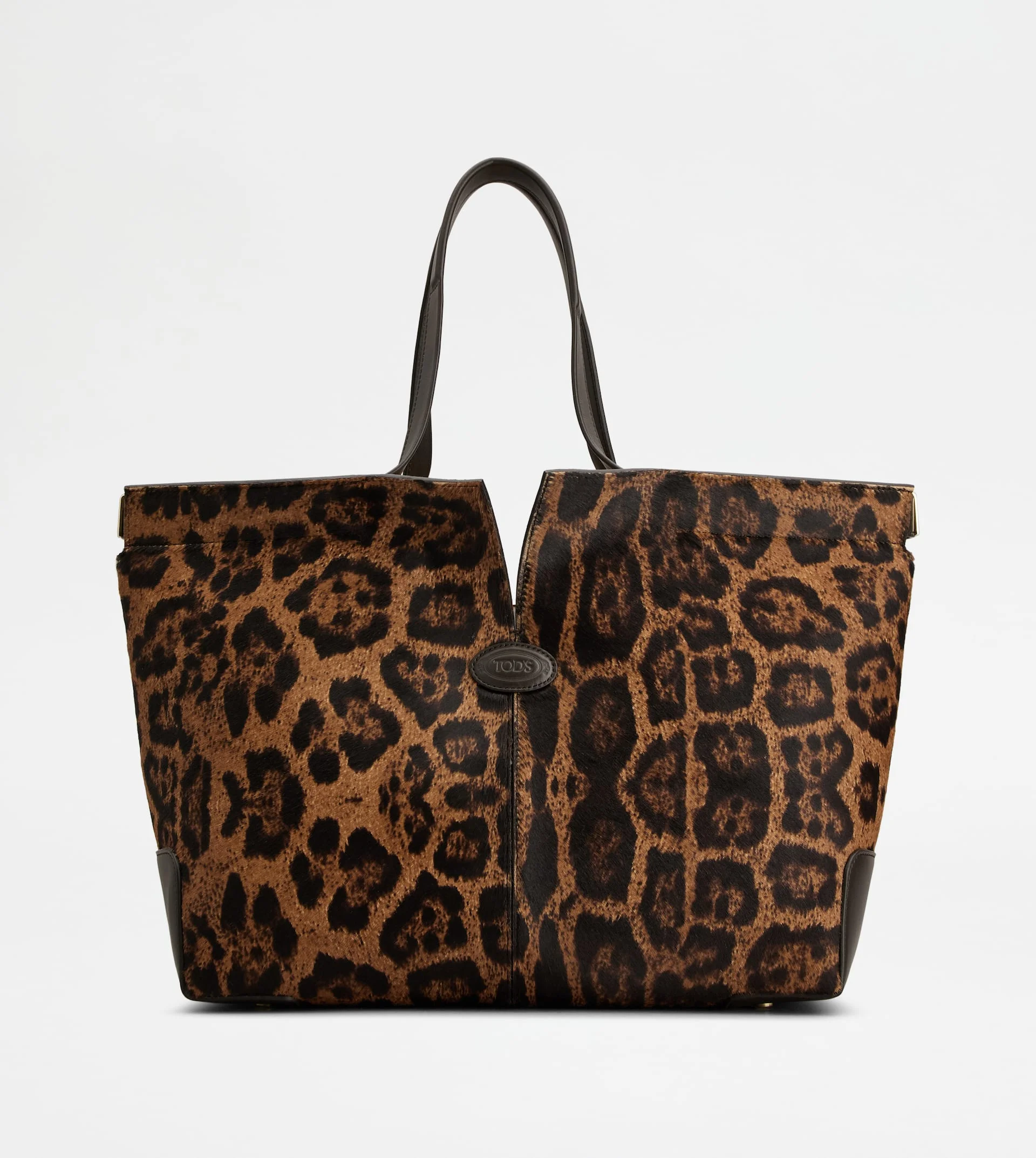 TOD'S DI BAG FOLIO IN PONY EFFECT LEATHER MEDIUM-SMALL - BROWN - 1