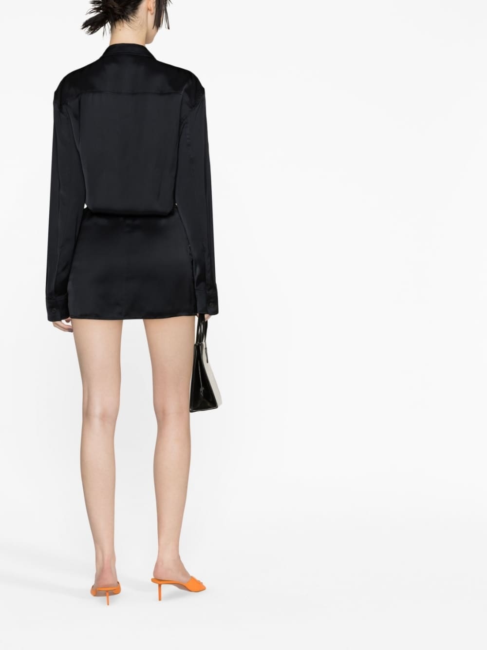 ruched asymmetric shirt dress - 4