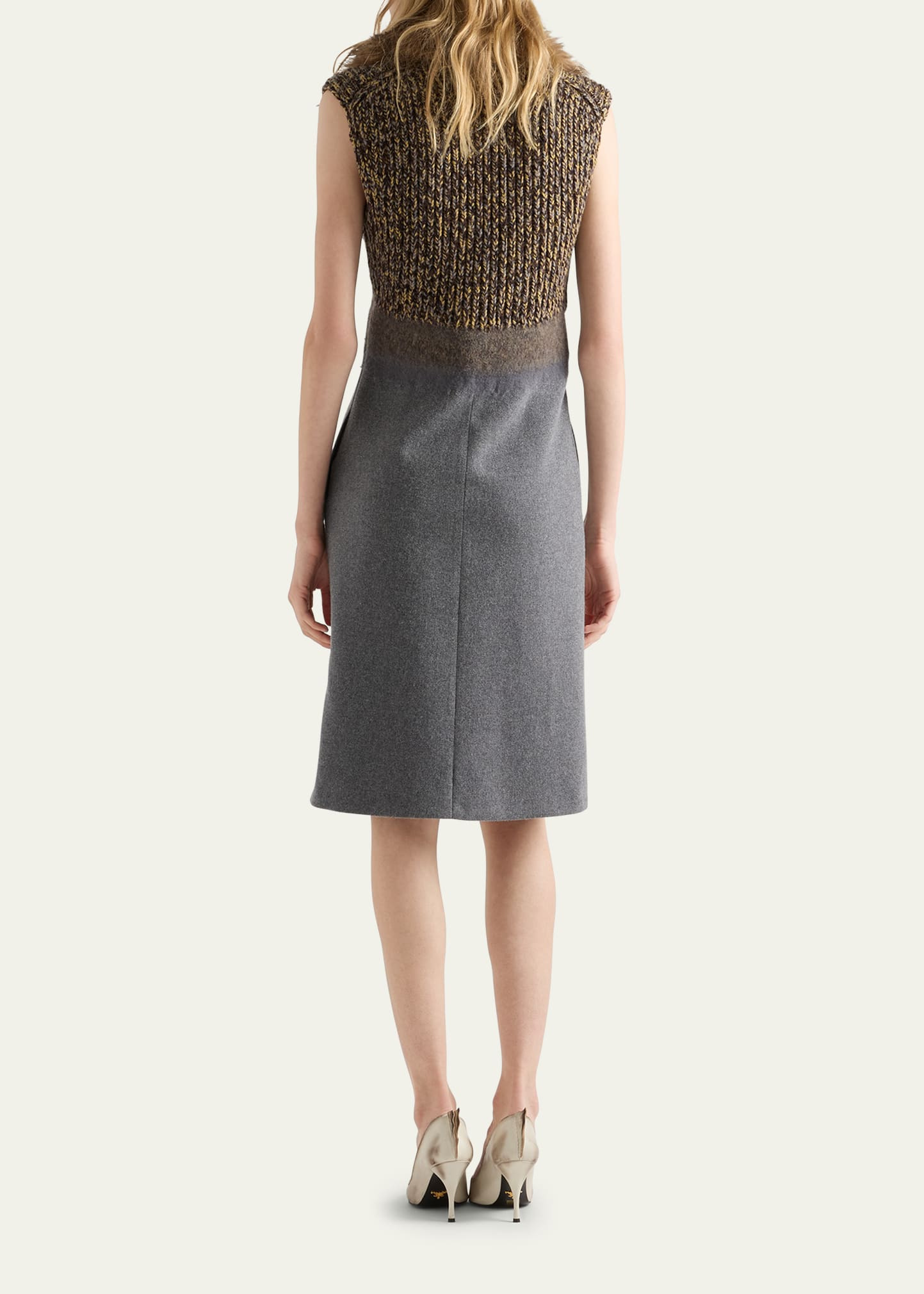 Shetland Mouline Cashmere V-Neck Dress - 3