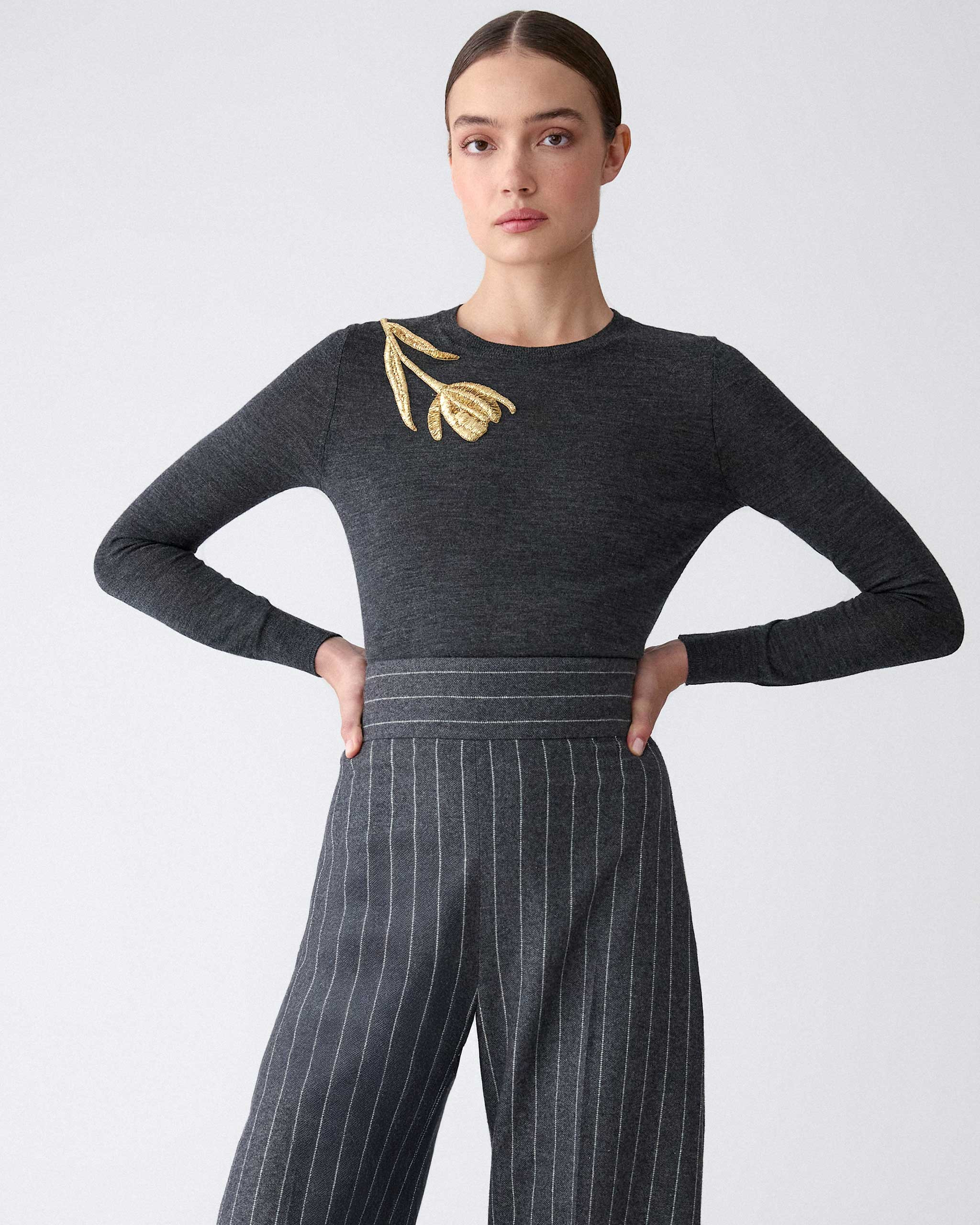 Tulip-Embroidered Merino-Silk Sweater - 4