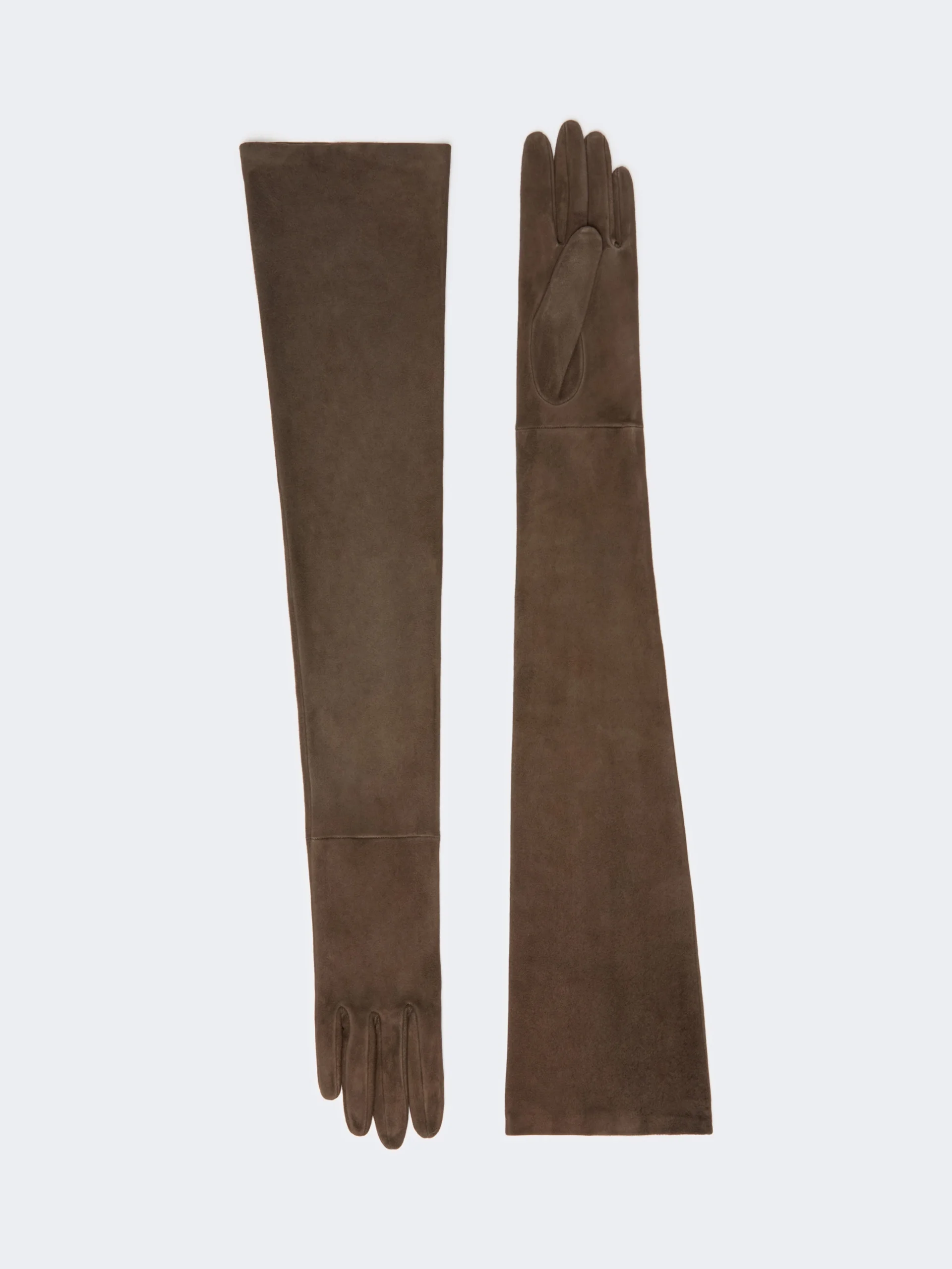ESTREMO Long suede gloves - DARK BROWN - 1