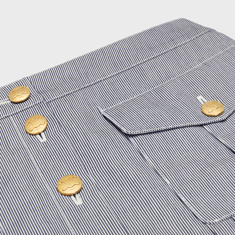 pleated mini skirt in striped cotton 3