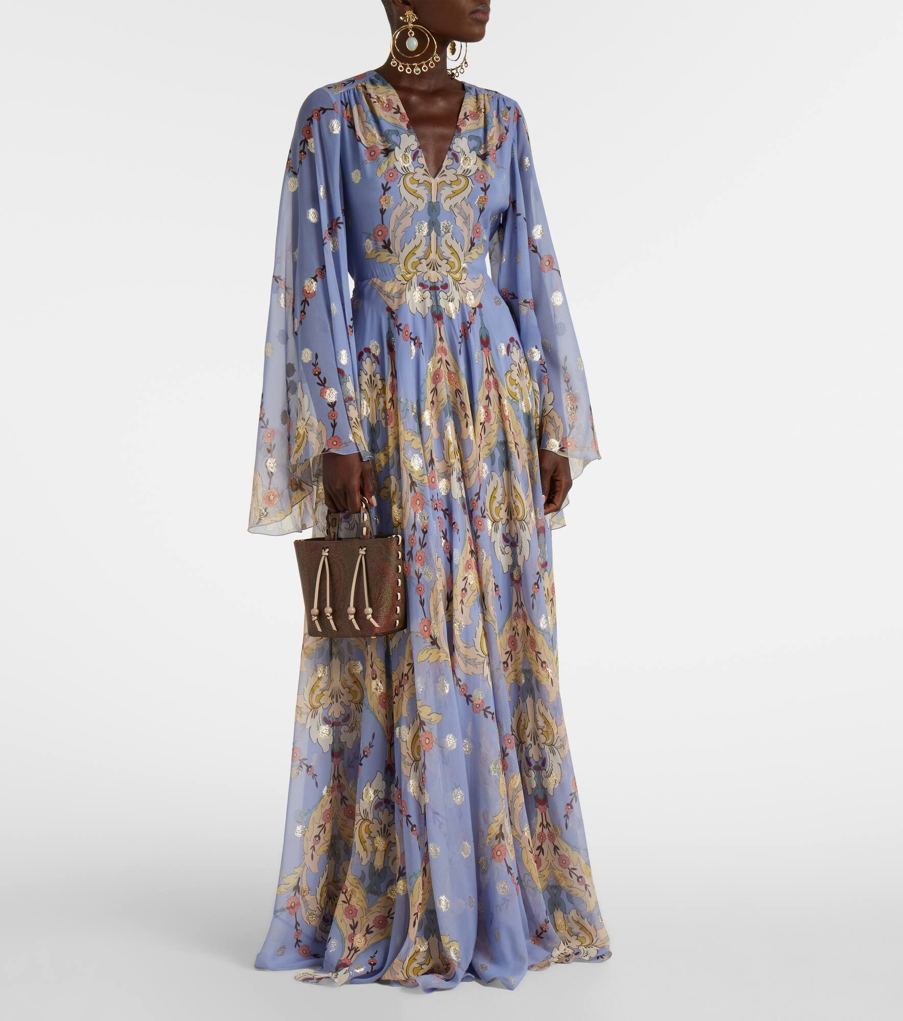 Floral silk georgette gown - 2