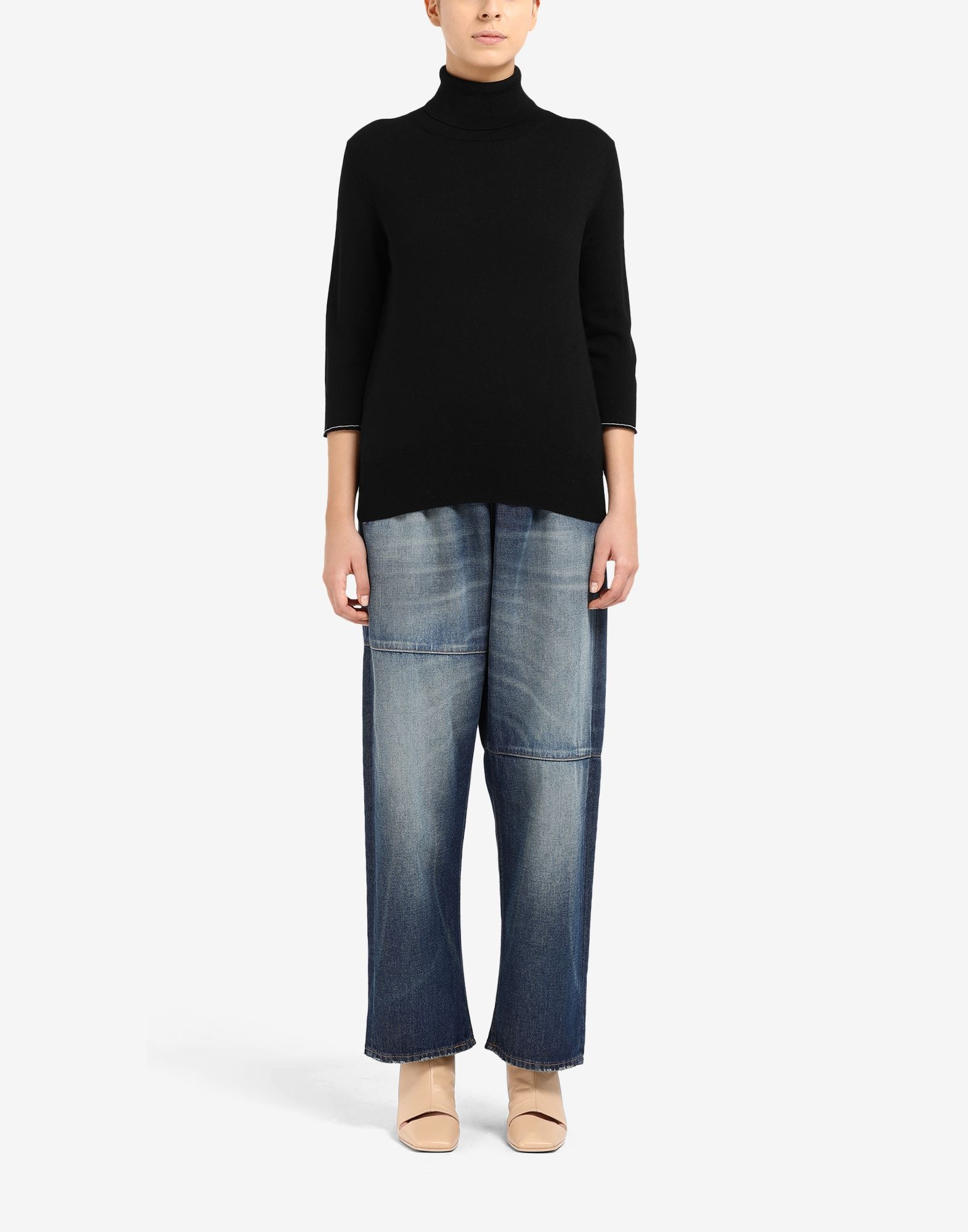 Cropped elbow patch sweater - 2