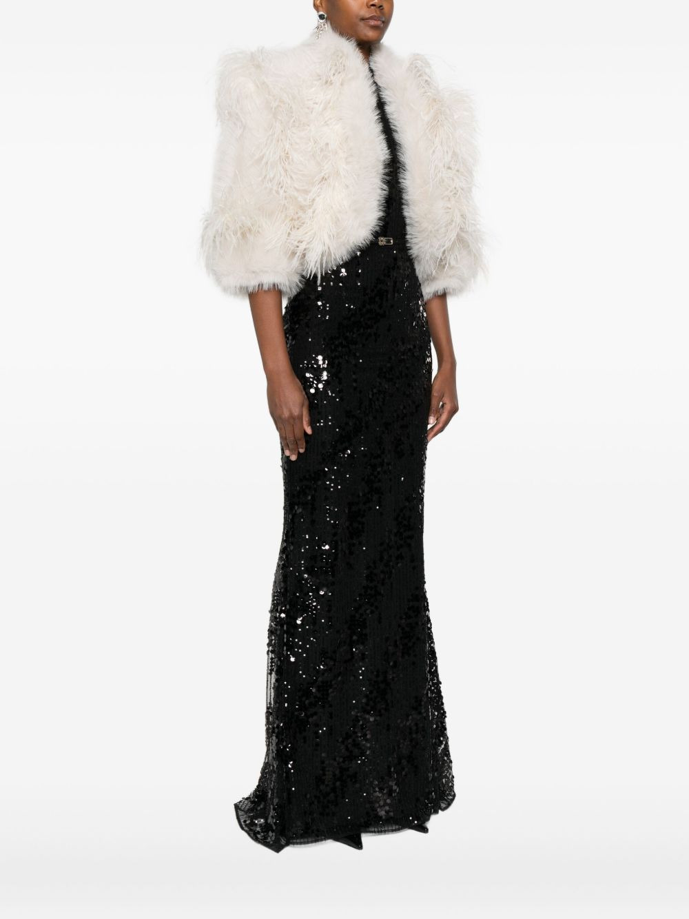 feather-trimmed jacket - 3