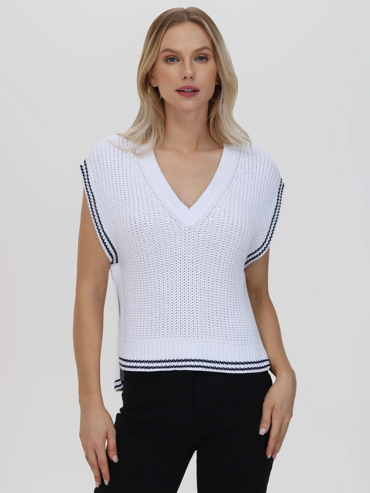 Lizzie: Cotton Cable Varsity Vest - 1