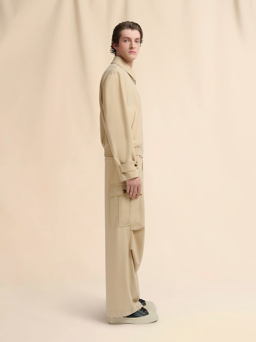 BEIGE WOOL CARGO PANTS WITH MARNI SYMBOL - 5