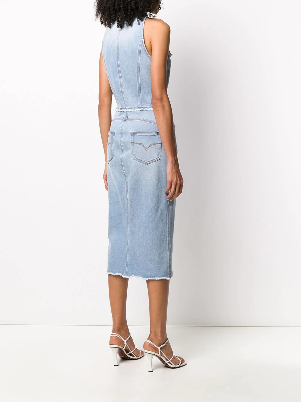 fitted denim dress - 4