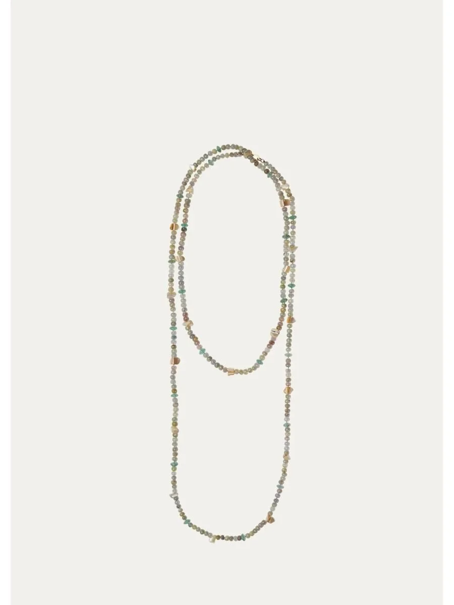 18K Grey Sapphire Beaded Long Necklace, 60"L - 1