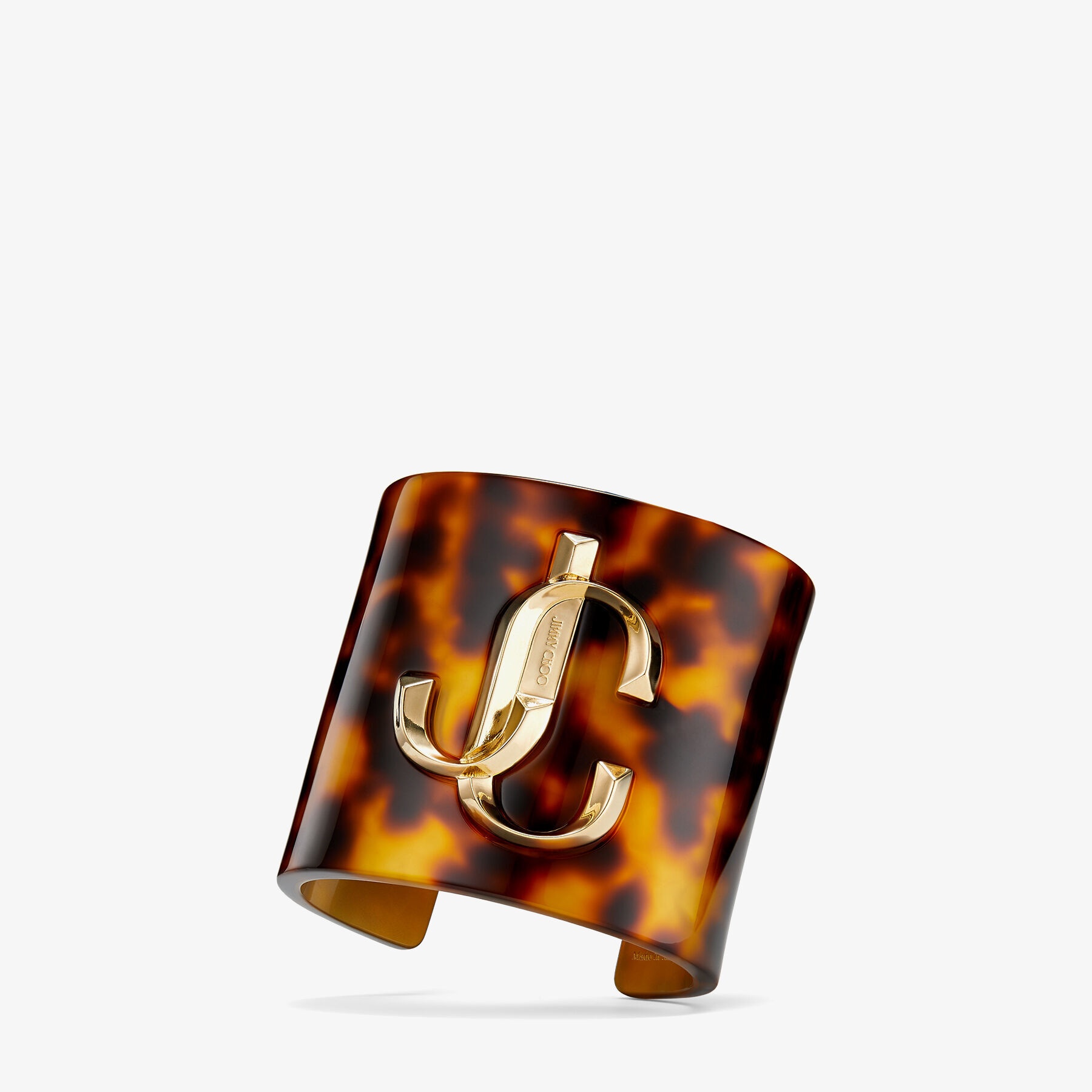JC Cuff
Tortoiseshell Resin Cuff Bracelet with Gold-Finish Metal JC Emblem - 4