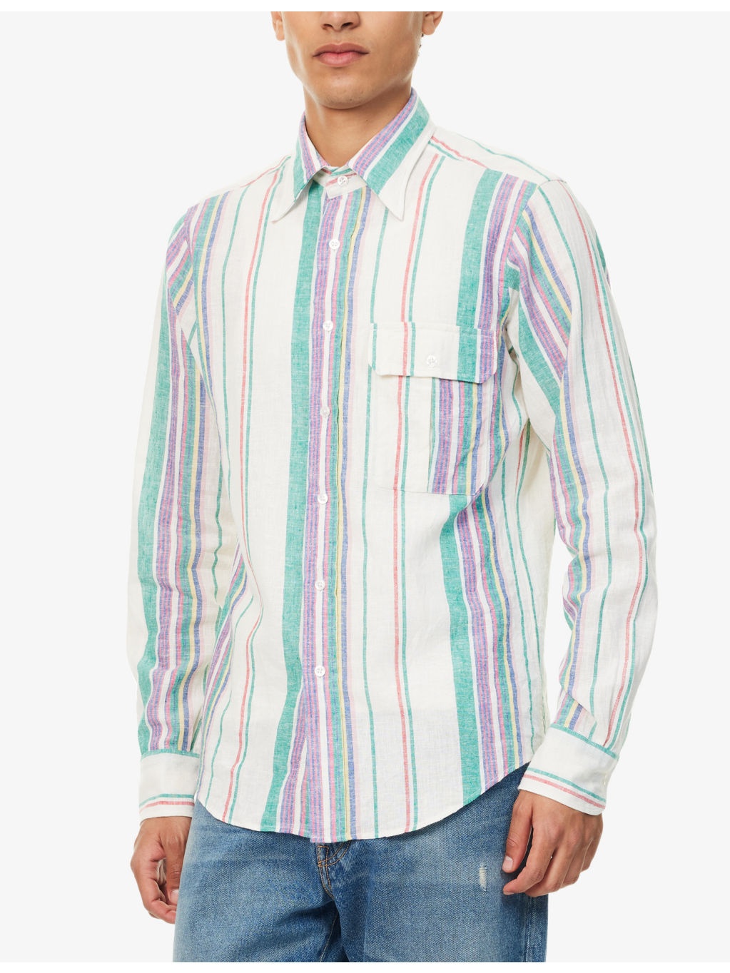 Stripe-Print Long-Sleeve Summer Shirt - 3