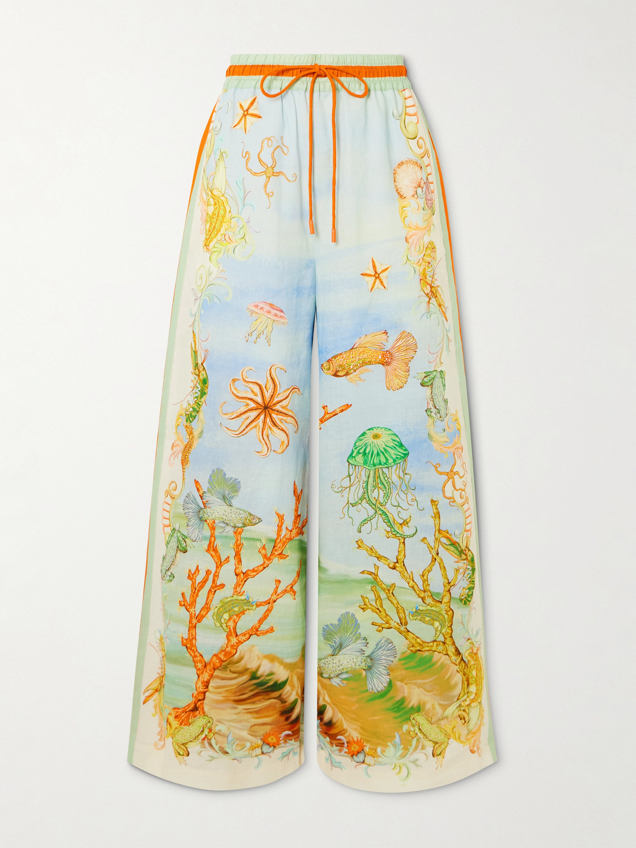 + Sam Pauletto Emerald Cove Printed Linen-gauze Wide-leg Pants - 1