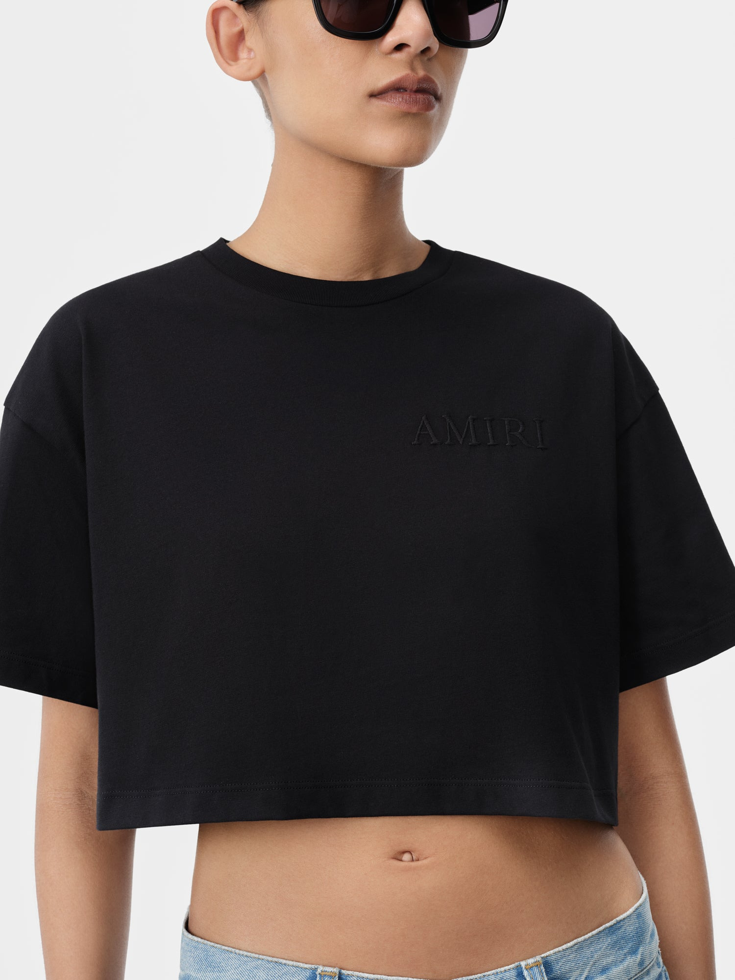 AMIRI EMBROIDERED CROPPED TEE - 1