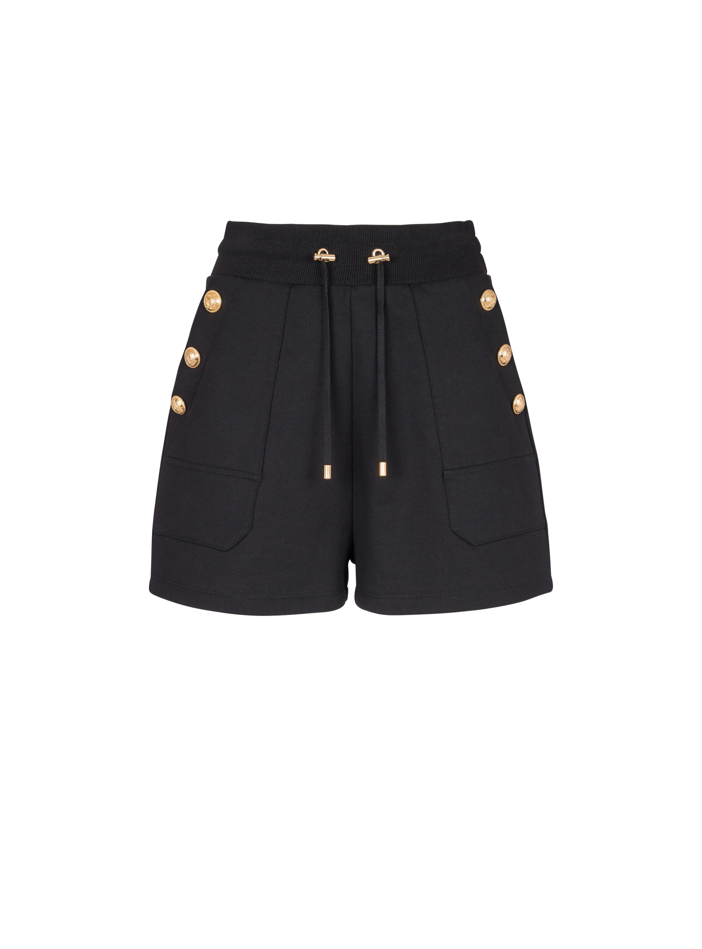 【送料&関税込】Balmain Striped Shorts With Jewel Buttons Wo BALMAIN Button-embellished sequin-embellished striped