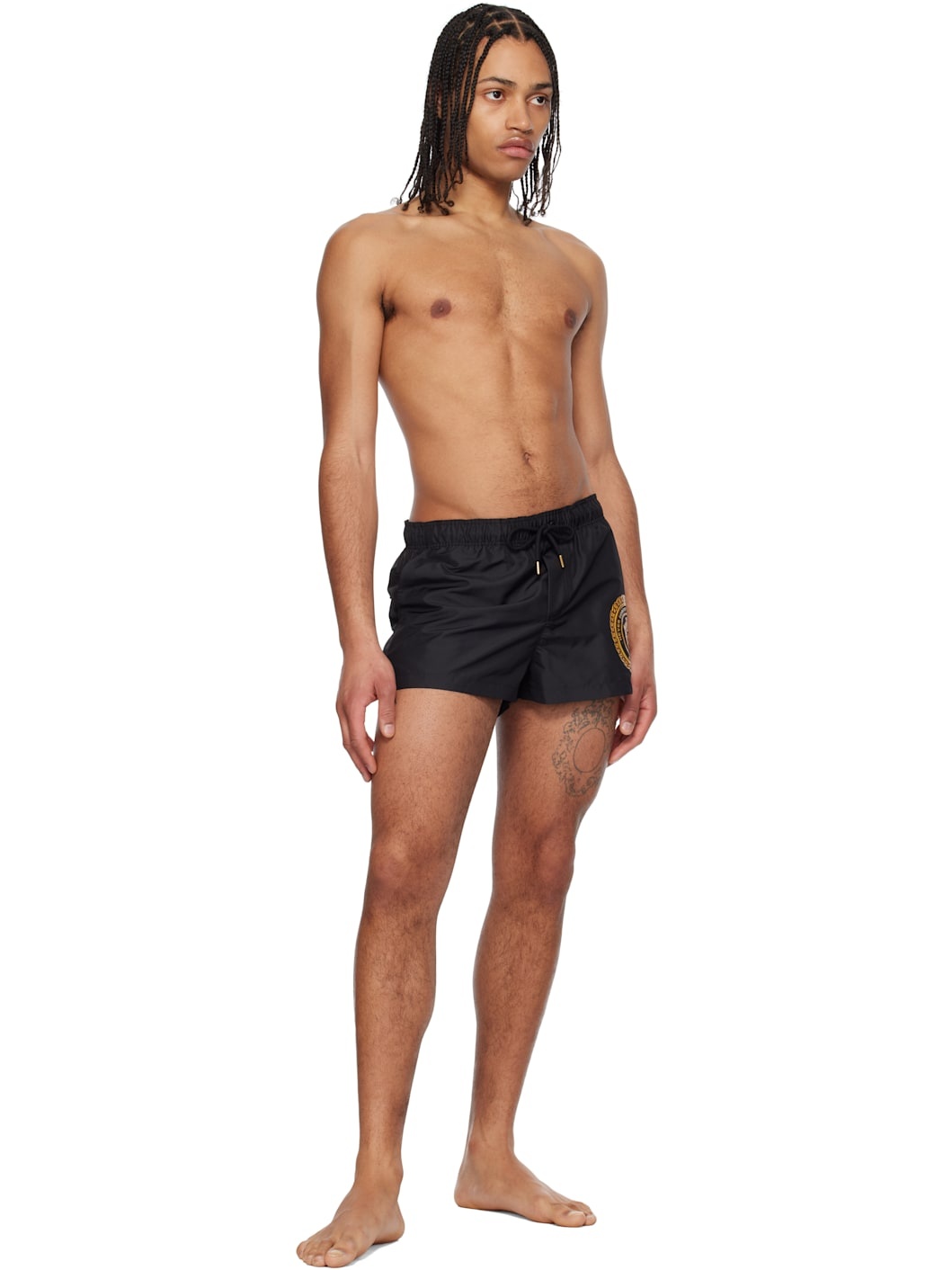 Black Chain Crest Print Swim Shorts - 4