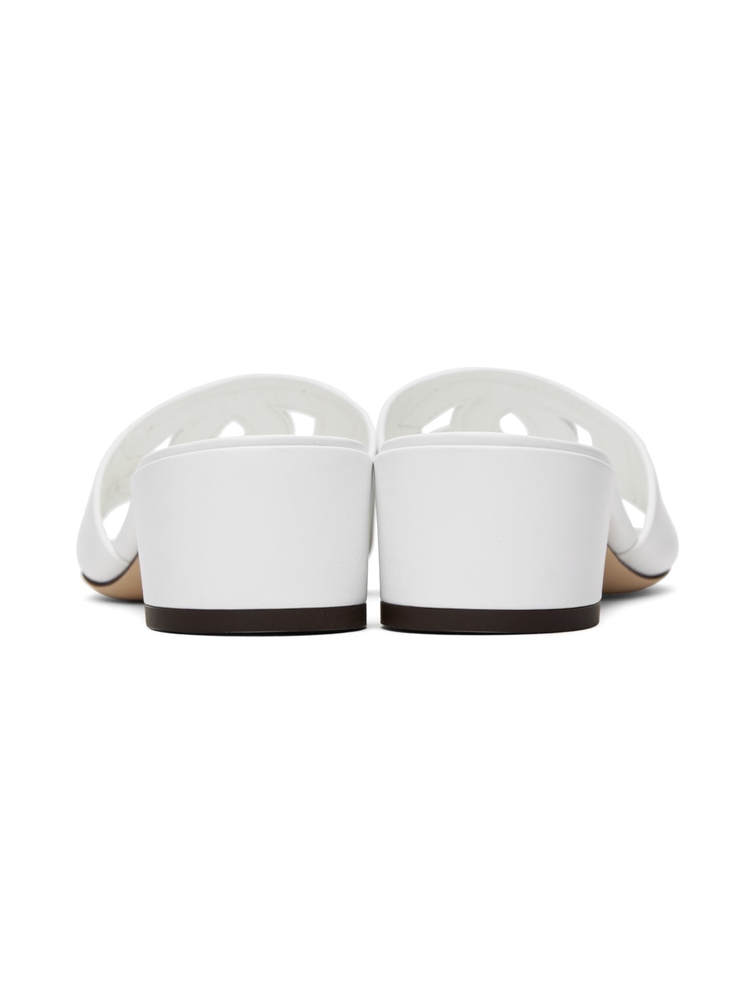 White Calfskin DG Millennials Logo Mules - 2