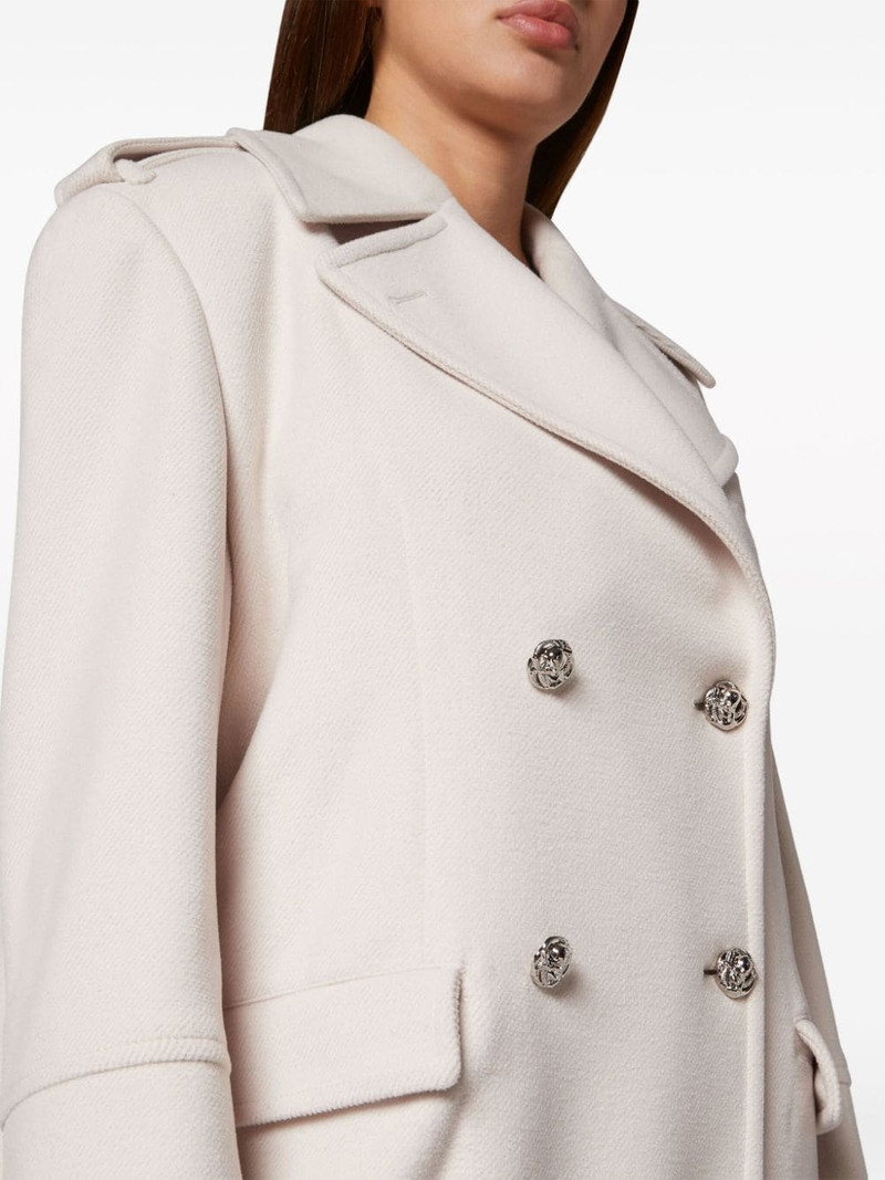 Skull crystal-embellished double-breasted coat 5