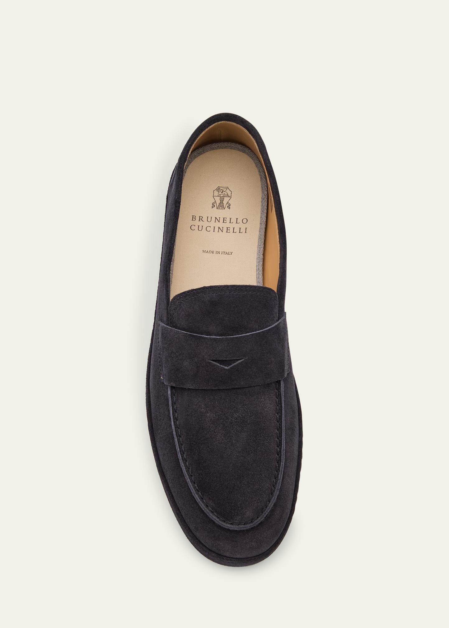 Men's Suede Rubber-Sole Penny Loafers - 5