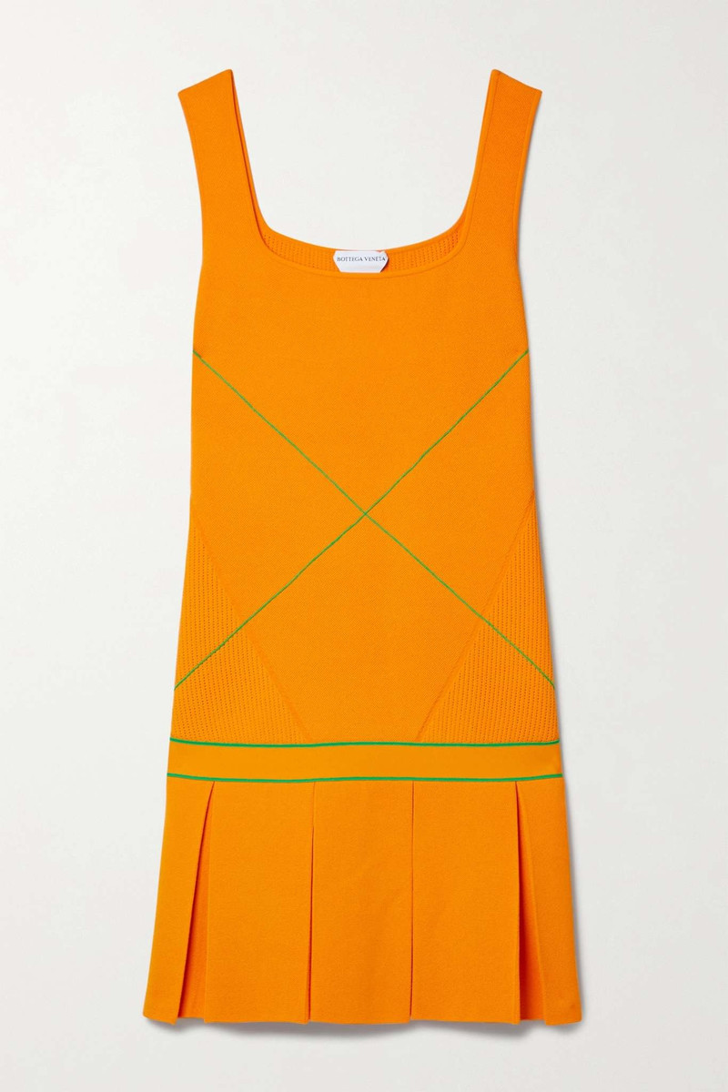 Pleated embroidered 니트 미니 드레스 - 1