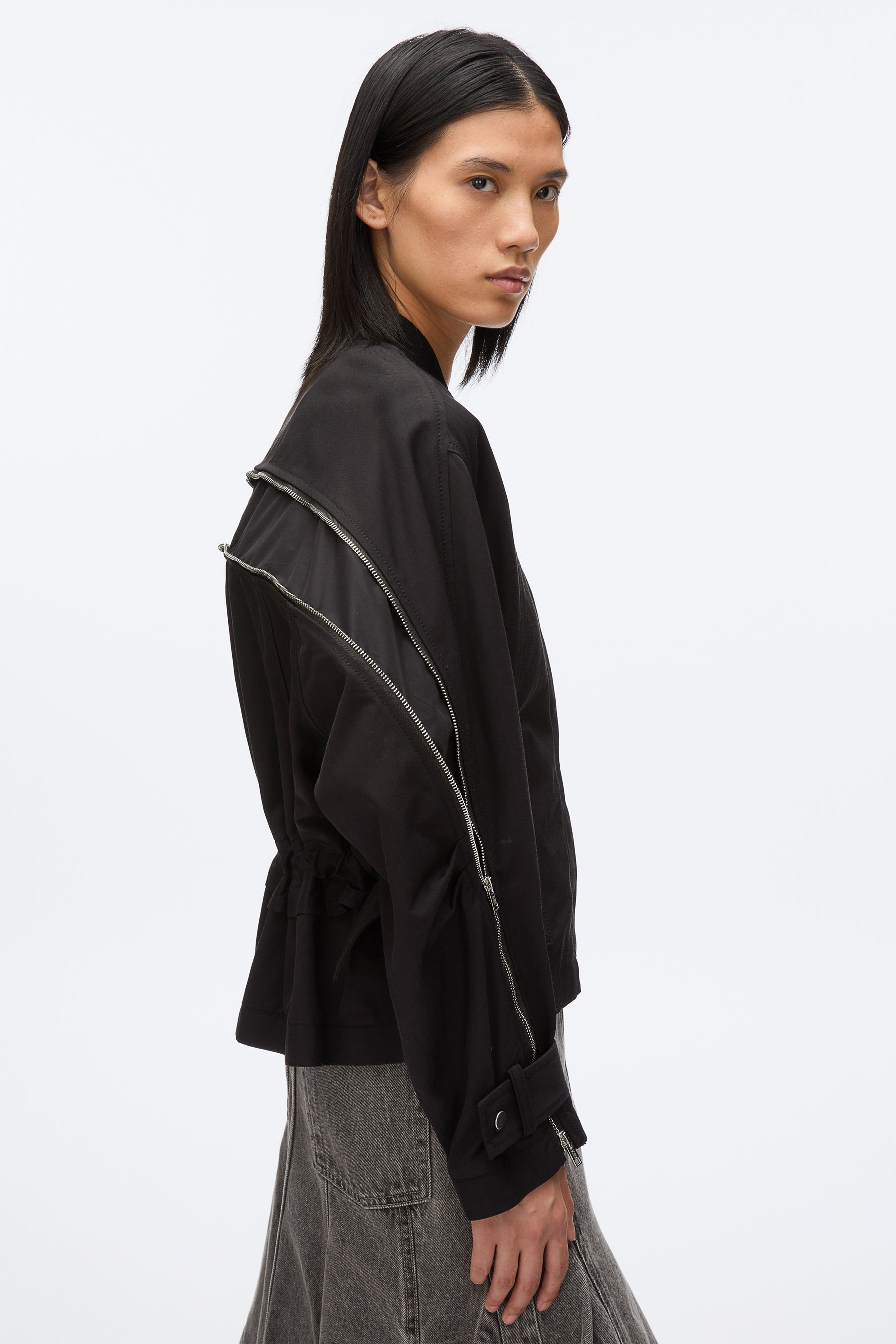 Zip Cocoon Back Bomber Jacket - 7