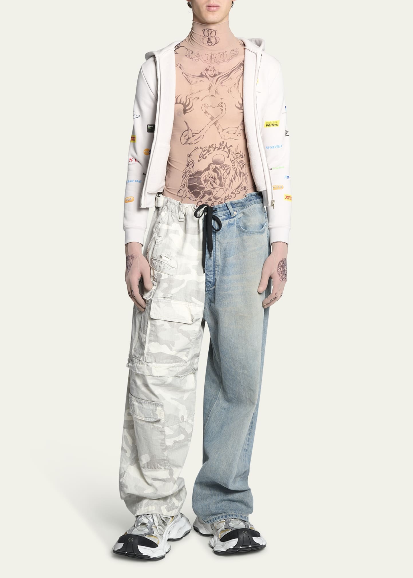 送料関税込【BALENCIAGA】Cotton ripstop and denim cargo pants Cotton ripstop and denim cargo pants in multicoloured