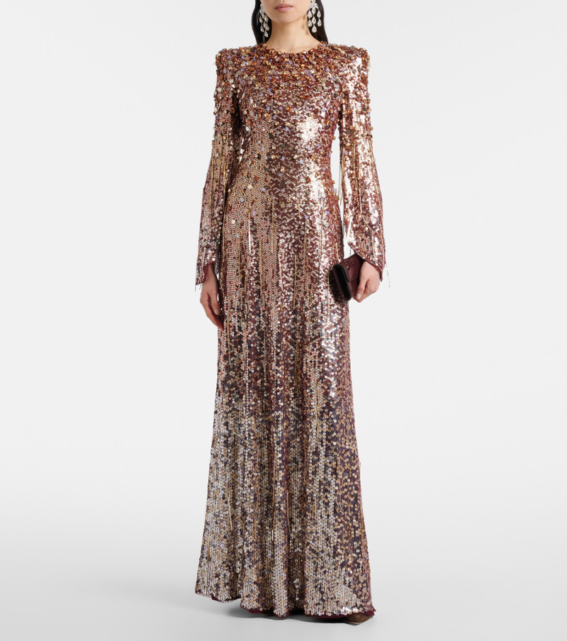 JENNY PACKHAM Phara embellished fringed gown outlook