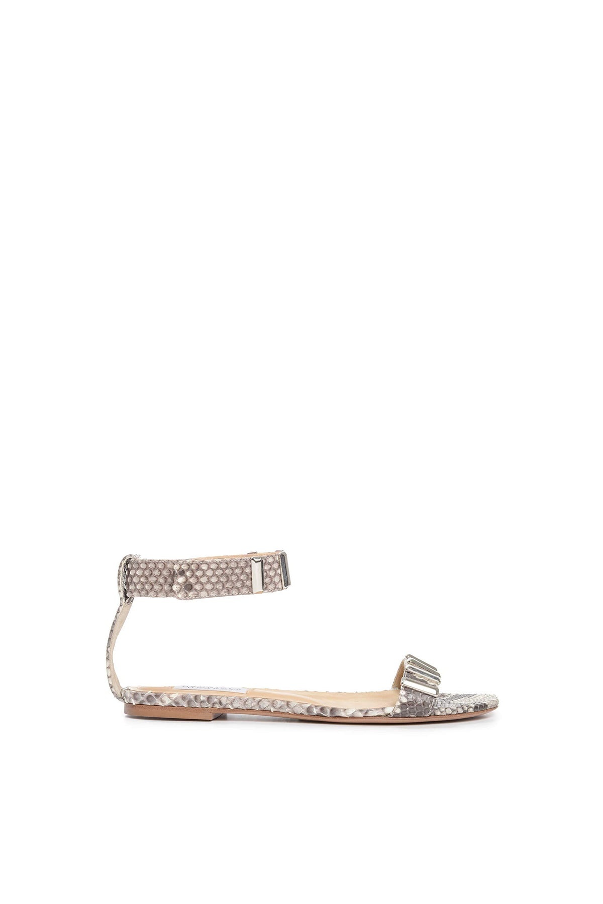 Lana Hardware Flat Sandal in Python Snakeskin - 1