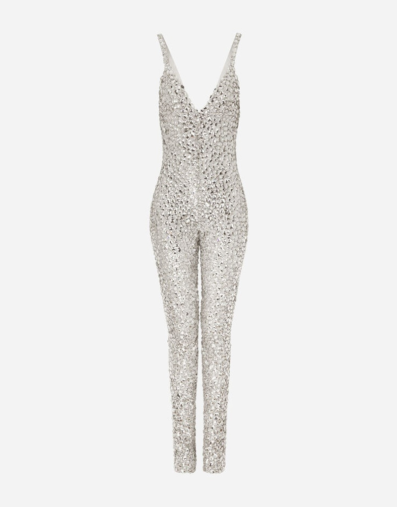 Marquisette jumpsuit with all-over rhinestone embellishment 1