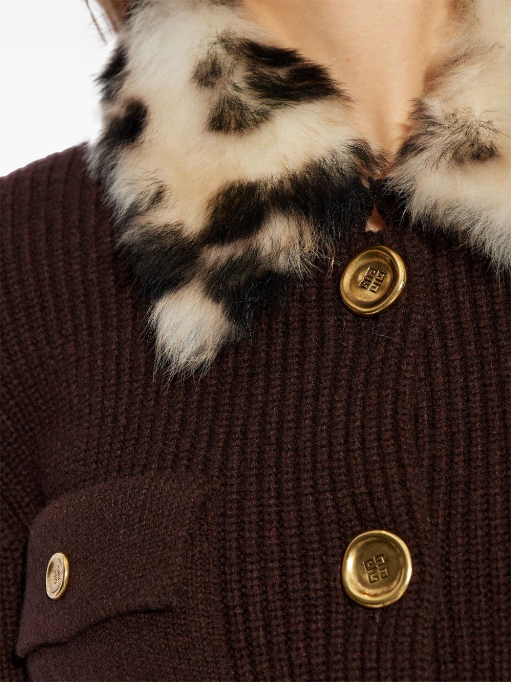 fur-collar cardigan - 5