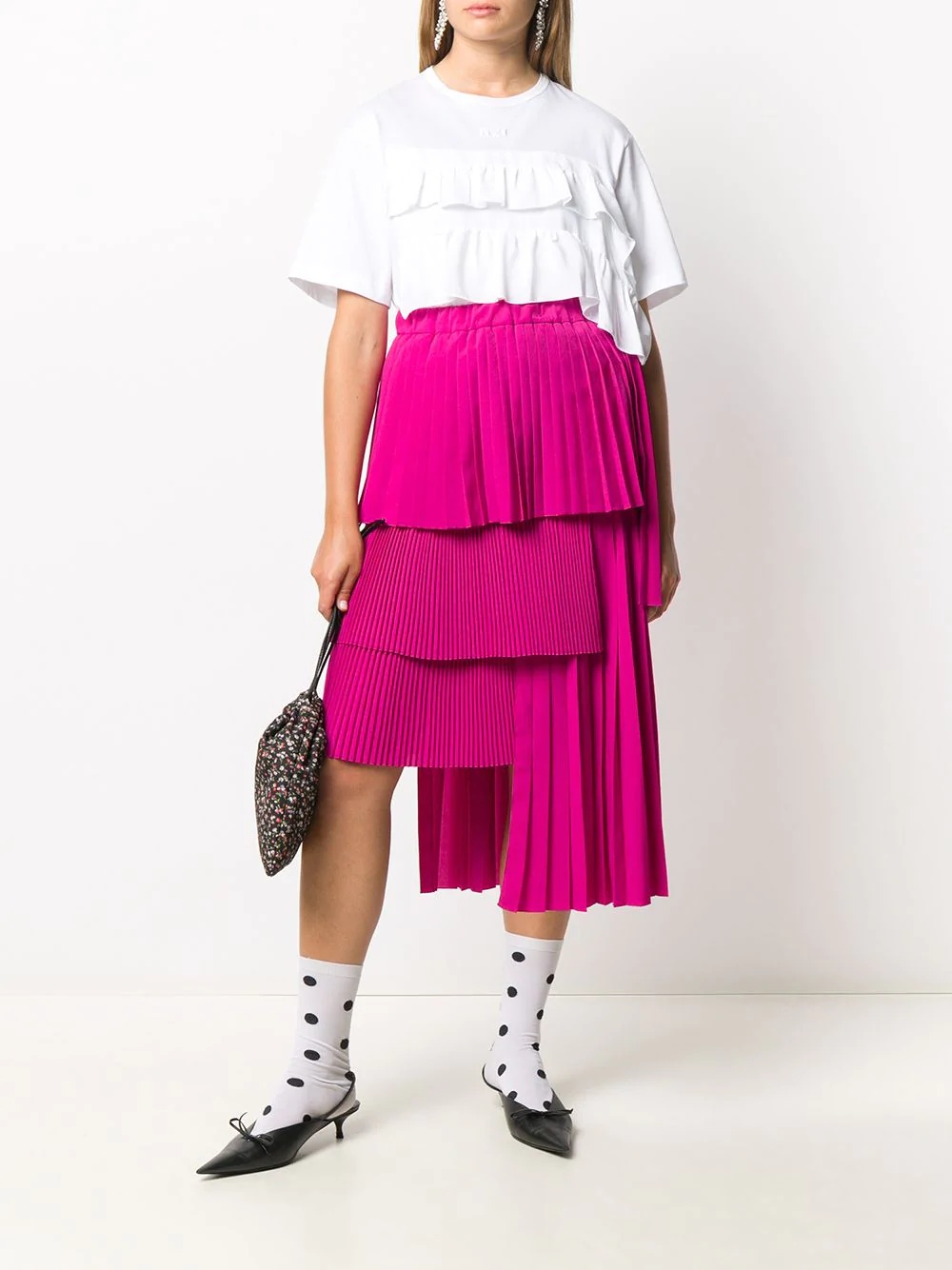 pleated tiered-design  skirt - 2