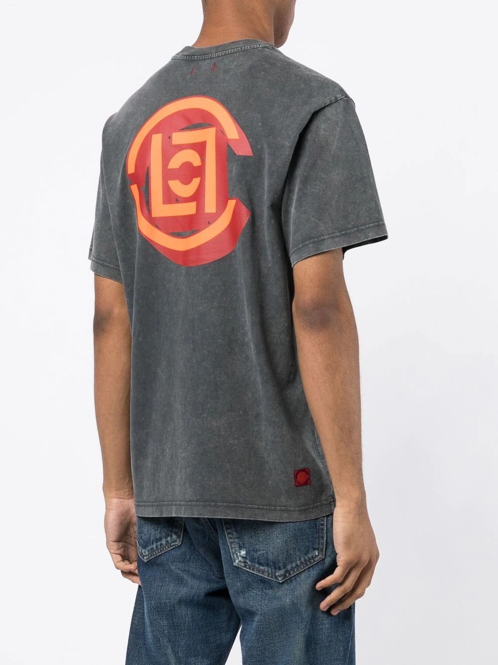 logo-print acid wash T-shirt - 4